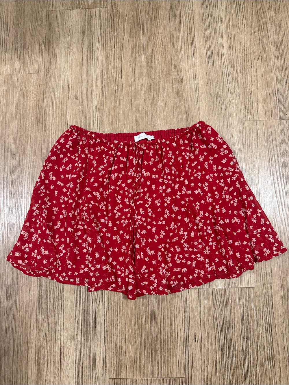 All in Favor Red Floral Circle Skirt L